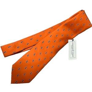 VINEYARD VINES Men’s Orange Silk Custom L Logo Monogram Tie